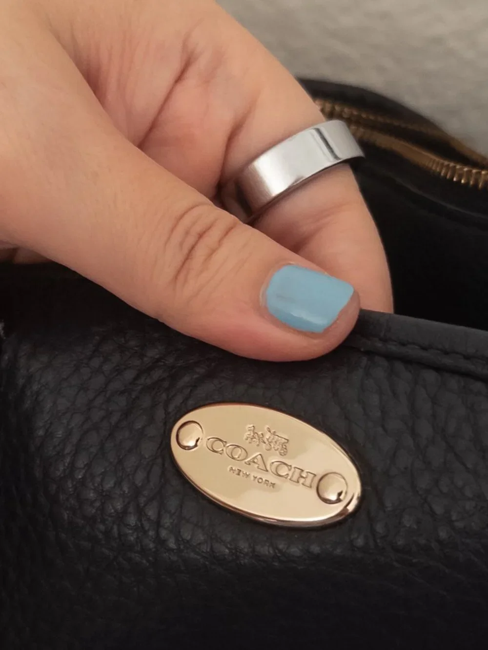 COACH Morgan Satchel Midnight/Navy Pebble leather with handle and long strap